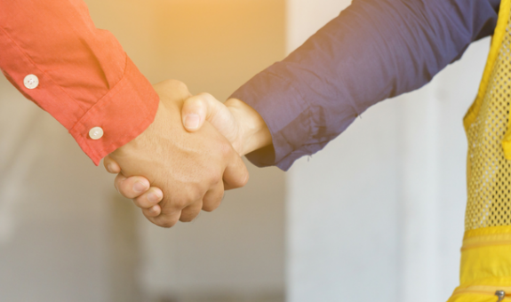 Contractors shaking hands